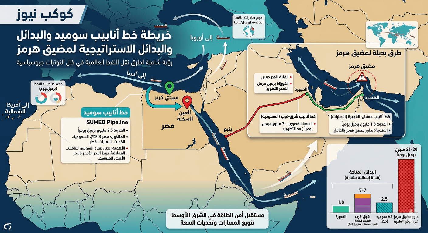 Strait of Hormuz, oil exports and the SUMED line and its impact on global oil prices